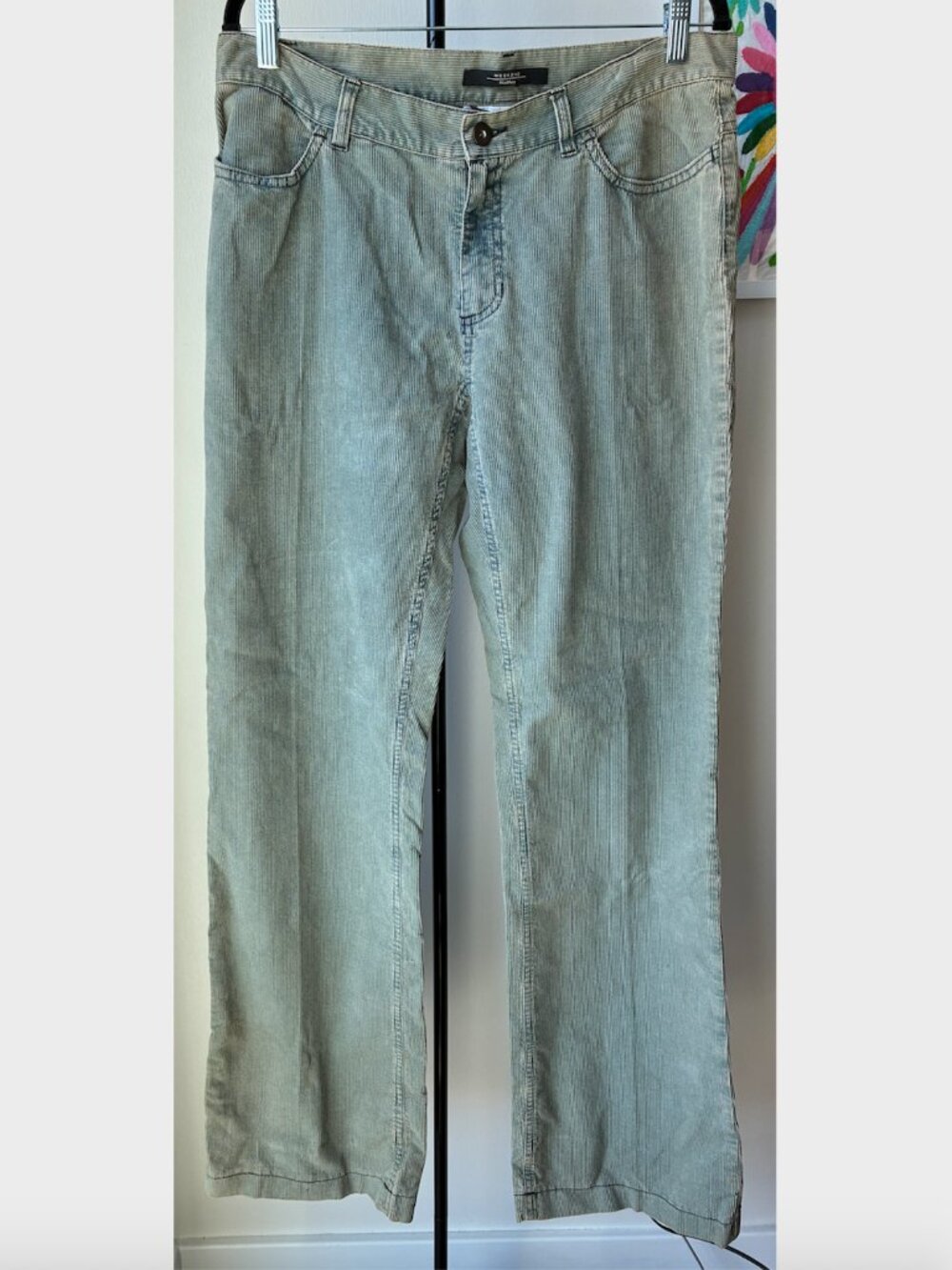 Max Mara Weekend NWT Denim Blue Cord Wide Leg Trouser - Size 14